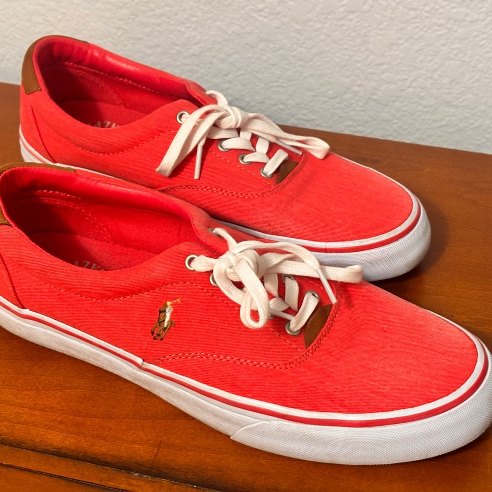 Polo by Ralph Lauren White and Red Low-Top Sneakers